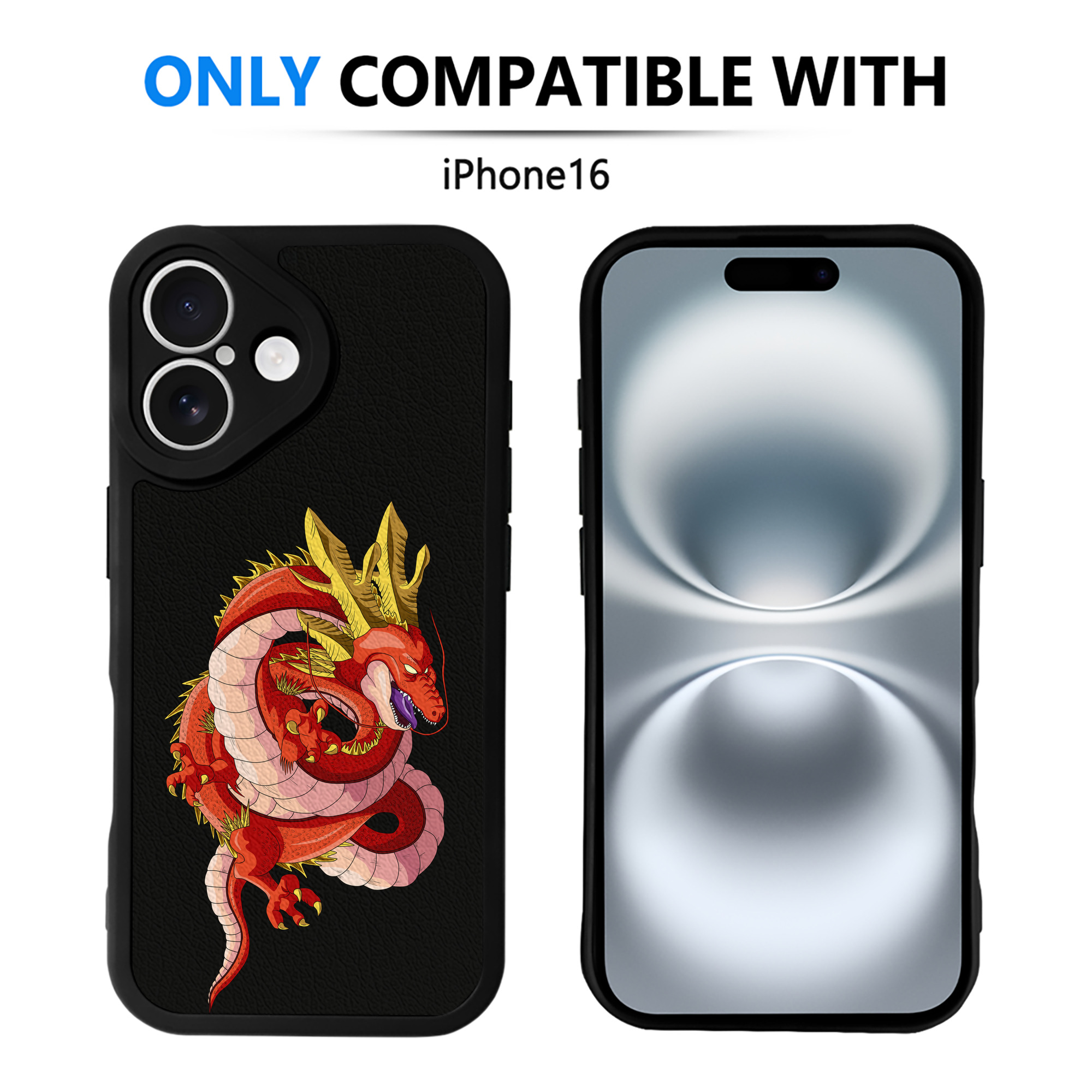 （画像用） ドラゴンボール 神龍 シェンロン DRAGON BALL Shenron 【iPhone 16シリーズ対応】シリコンスマホケース（レザー調） 材質：シリコン